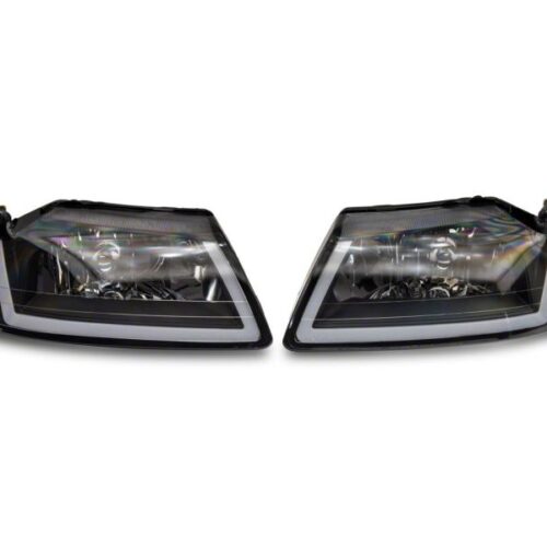 Alternative view of Raxiom for 1999-2004 Ford Mustang Axial Series Headlights w/ Sequential LED Bar- Black Housing (Clear Lens)