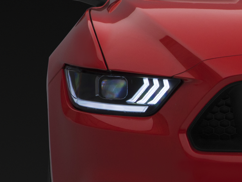 Raxiom for 2015-2017 Ford Mustang Projector Headlights OEM HID Bulbs- Black Housing (Clear Lens) - Image 3