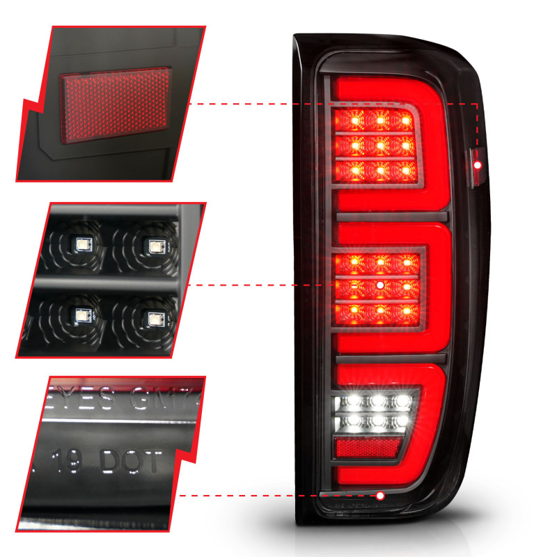 ANZO 19-23 GMC Sierra 1500/2500HD/3500HD Black Replacement Full LED Bar Tail Light - Image 9