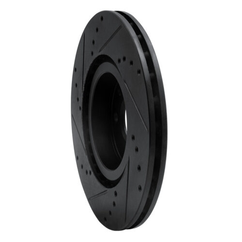 R1 Concepts for 2012-2019 Fiat 500E Front Right Drilled & Slotted Black Brake Rotor - Image 4