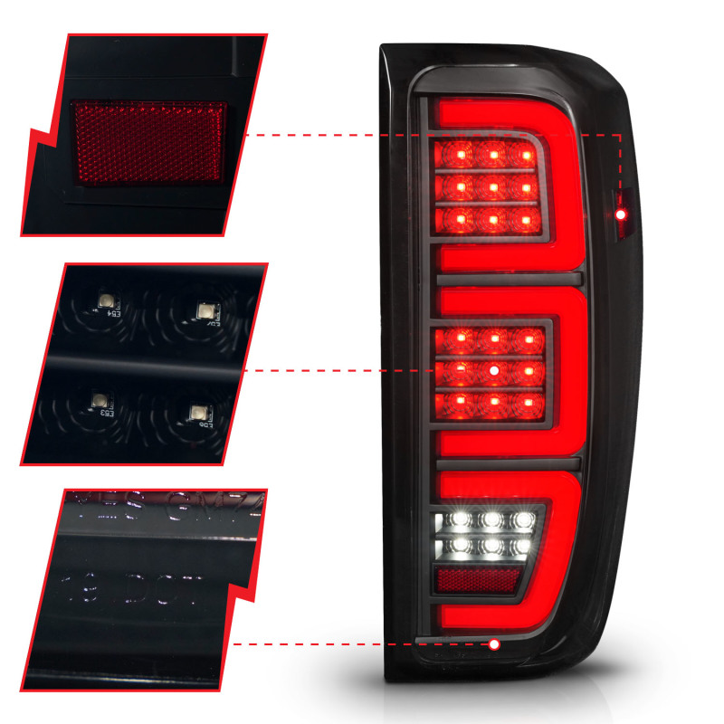 ANZO 19-23 GMC Sierra 1500/2500HD/3500HD Smoke Black Replacement Full LED Bar Tail Light - Image 3