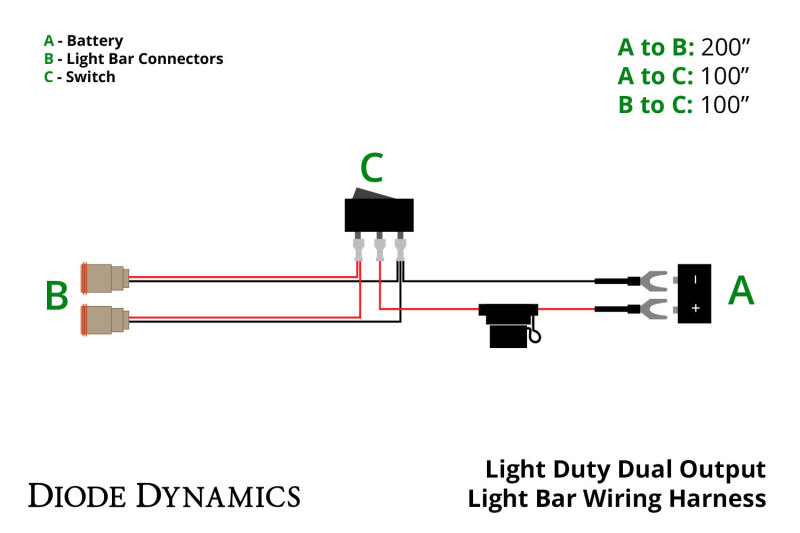Diode Dynamics Light Duty Dual Output Light Bar Wiring Harness - Image 2