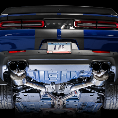 AWE Tuning Touring Edition Exhaust - Quad Black Tips for 2015+ Dodge Challenger 6.4L/6.2L Non-Resonated