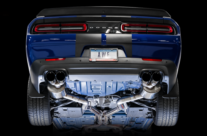 AWE Tuning Touring Edition Exhaust - Quad Black Tips for 2015+ Dodge Challenger 6.4L/6.2L Non-Resonated