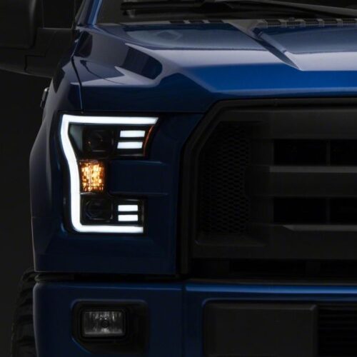 Alternative view of Raxiom for 2015-2017 Ford F-150 G3 Projector Headlights w/ LED Accent- Black Housing (Clear Lens)
