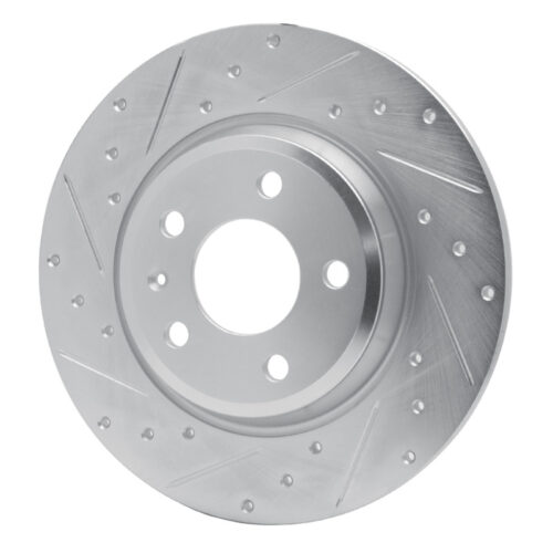 Alternative view of R1 Concepts for 08-25 Audi Q5 (USA/Canada Excl Hybrid) Rear Left Drilled & Slotted Silver Brake Rotor