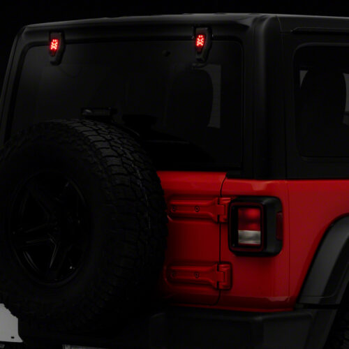 Raxiom for 2018-2023 Jeep Wrangler JL Axial Series Rear Window Glass Hinge LED Lights