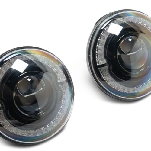 Raxiom for 2007-2008 Jeep Wrangler JK Hi Output LED Headlights/Angel Eye DRL- Black Housing- Clear Lens