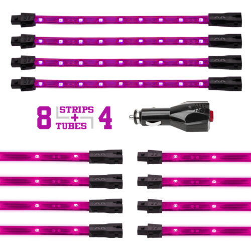 Alternative view of XK Glow Strip Single Color Underglow LED Accent Light Car/Truck Kit Pink - 8x24In Tube Car + 4x8In