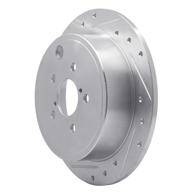 R1 Concepts for 08-15 Subaru Impreza Rear Left Drilled & Slotted Silver Brake Rotor - Image 2
