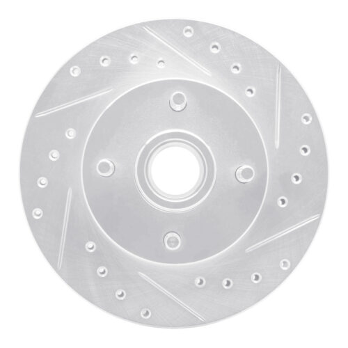 R1 Concepts for 78-93 Ford Granada Front Right Drilled & Slotted Silver Brake Rotor