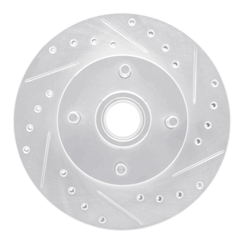 R1 Concepts for 78-93 Ford Granada Front Right Drilled & Slotted Silver Brake Rotor