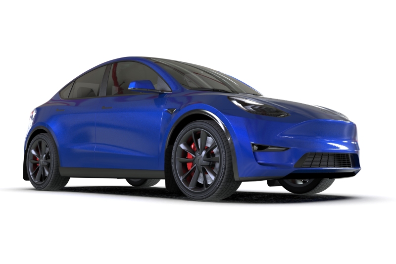 Rally Armor 20-26 Tesla Model Y, Juniper Y Black Mud Flap - Metallic Black Logo - Image 2