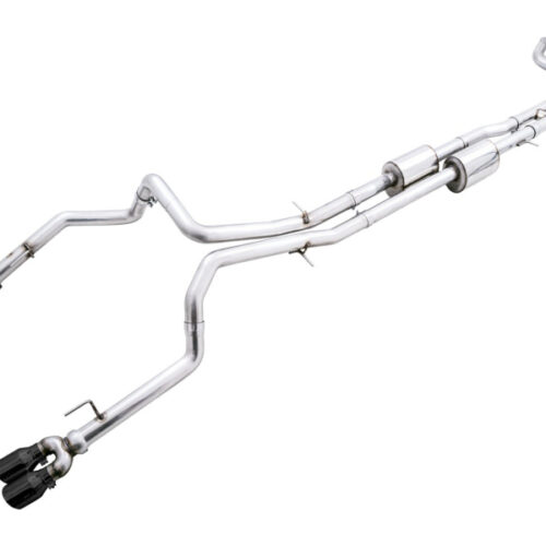 AWE Tuning Tips for 22-23 GMC Sierra 1500 AT4X 6.2L 0FG Catback Split Dual (Flat Bumper) - Diamond Black