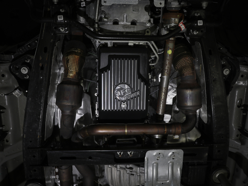 aFe Power 17-24 Ford F-150 10R60/10R80 Pro Series Rear Transmission Pan Black w/ Machined Fins - Image 8
