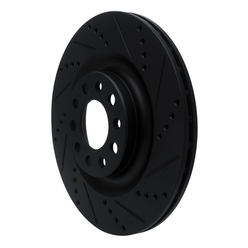 R1 Concepts for 2017-2025 Alfa Romeo Stelvio Rear Right Drilled & Slotted Black Brake Rotor - Image 2