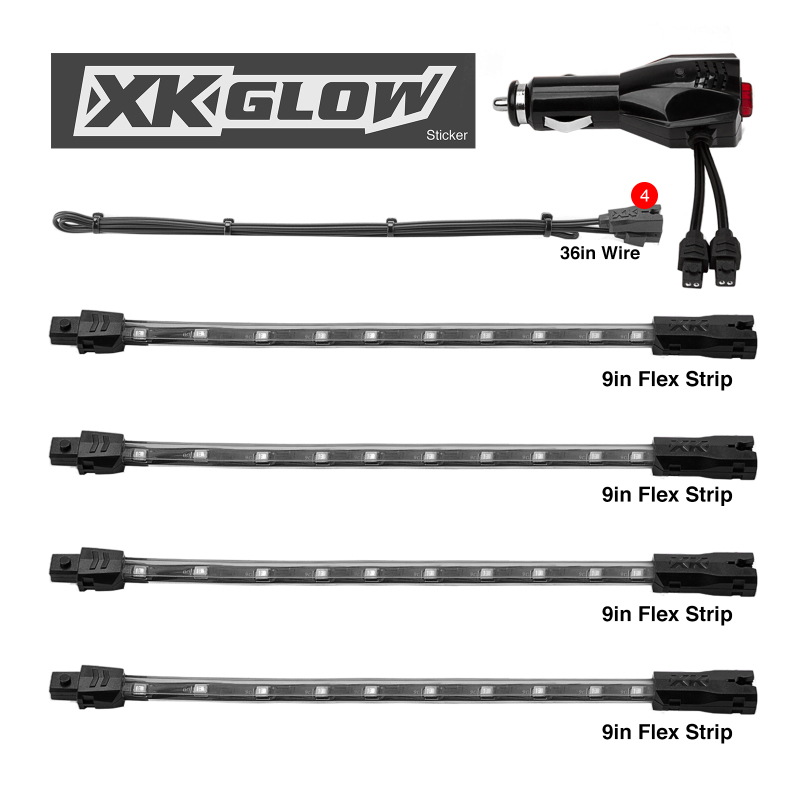 XK Glow Single Color XKGLOW UnderglowLED Accent Light Car/Truck Kit Blue - 4x8In - Image 3