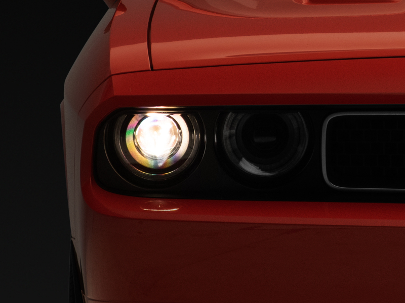 Raxiom for 2008-2014 Dodge Challenger Halo Projctr Headlights w/Sequential Turn Signals-Blk Hsng(Clear Lens)