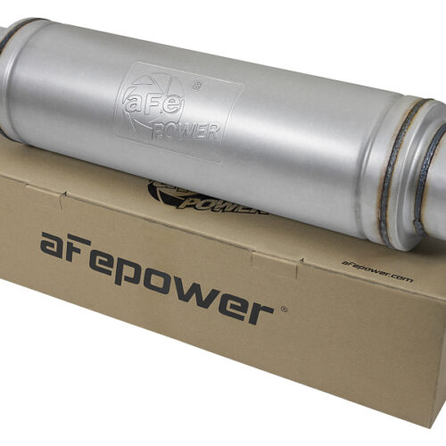 aFe Power ATLAS Aluminized Steel Muffler 5in Center/Center 24in L x 7in Diameter - Round Body - Image 6