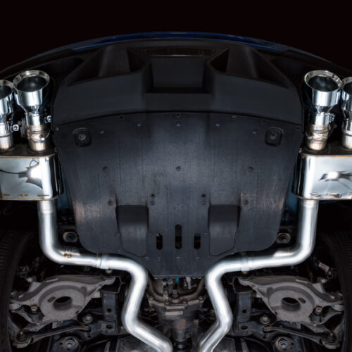 Alternative view of AWE Tuning SwitchPath Cat-Back Exhaust w/ Quad Chrome Silver Tips for 21-23 Ford Mustang Mach 1