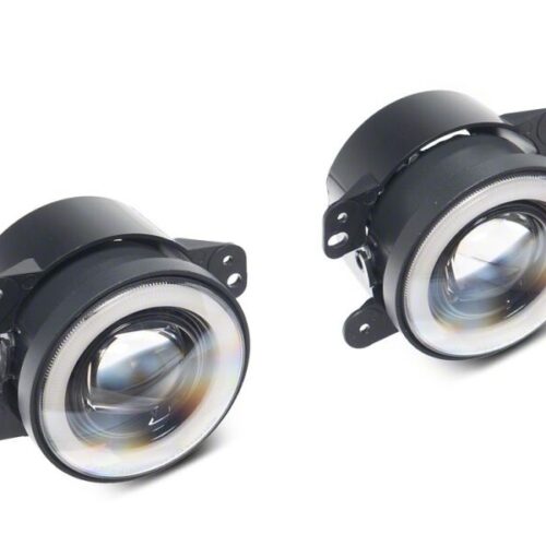 Raxiom for 2007-2018 Jeep Wrangler JK V2 LED Switchback Fog Lights with Amber Turn Signal and Halo Rings