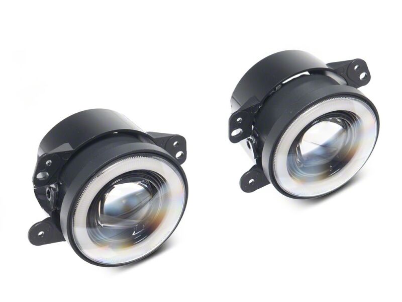 Raxiom for 2007-2018 Jeep Wrangler JK V2 LED Switchback Fog Lights with Amber Turn Signal and Halo Rings