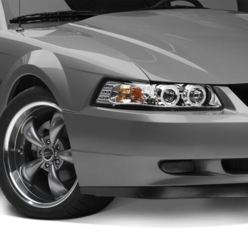 Raxiom for 1999-2004 Ford Mustang Dual LED Halo Projector Headlights- Chrome Housing (Clear Lens) - Image 6