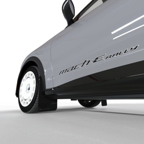 Rally Armor 2021-26 Ford Mach-E Rally Edition Black UR Mud Flap Metallic Black Logo - Image 4