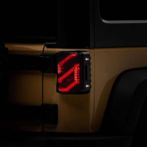 Raxiom for 2007-2018 Jeep Wrangler JK Axial Series Trident LED Tail Lights- Black Housing (Smoked Lens)