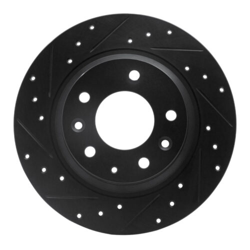 R1 Concepts for 98-15 Ford Fusion Rear Left Drilled & Slotted Black Brake Rotor