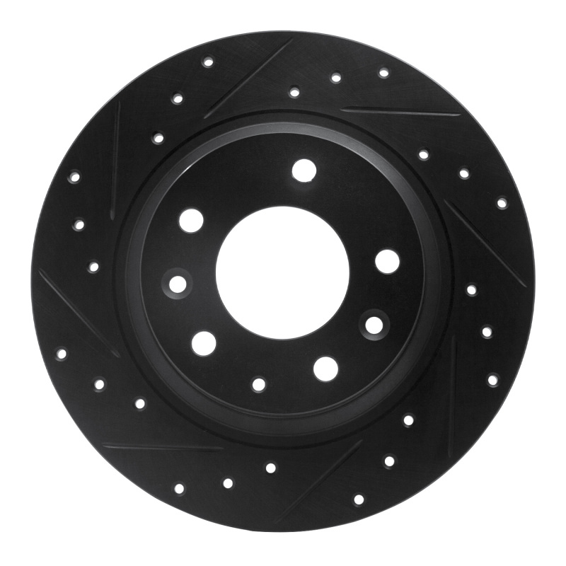 R1 Concepts for 98-15 Ford Fusion Rear Left Drilled & Slotted Black Brake Rotor