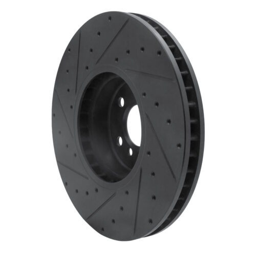 R1 Concepts for 16-25 BMW 230I xDrive Right Front Drilled & Slotted Black Brake Rotor - Image 4