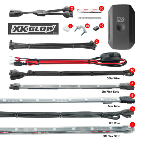XK Glow Strip Million Color XKCHROME App Undercar Kit (8x24In Tube + 6x10In Strip + 4x36In) - Image 2