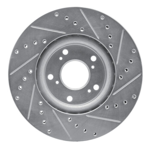 R1 Concepts for 06-15 Honda Civic Si Front Left Drilled & Slotted Silver Brake Rotor - Image 5
