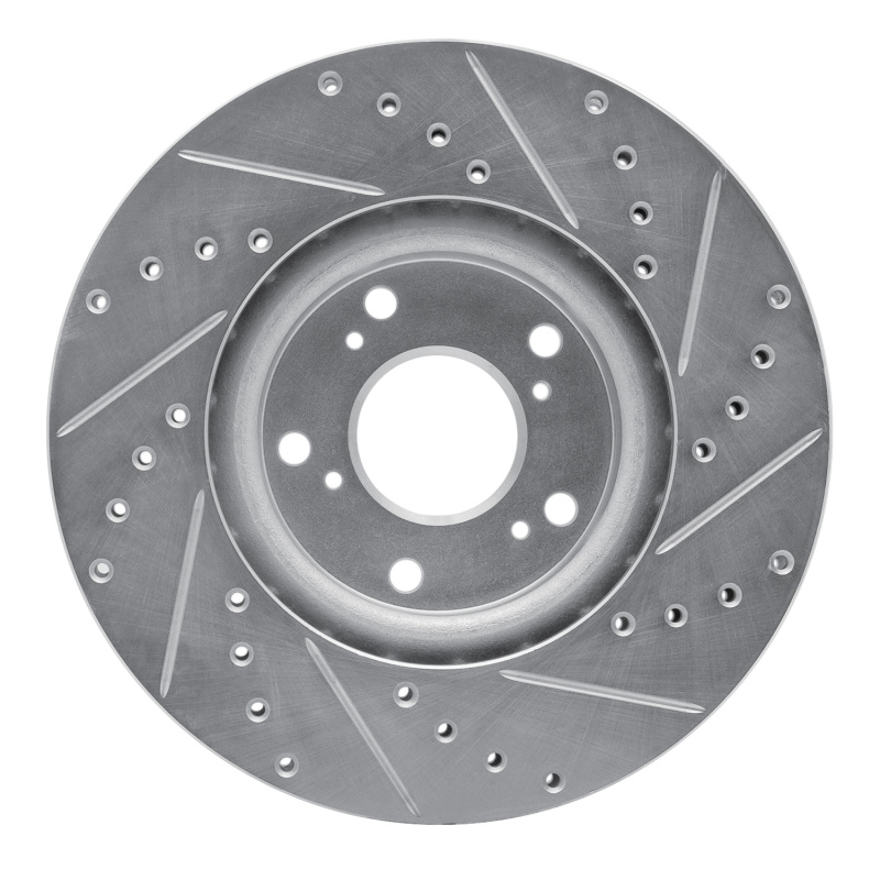 R1 Concepts for 06-15 Honda Civic Si Front Left Drilled & Slotted Silver Brake Rotor - Image 5
