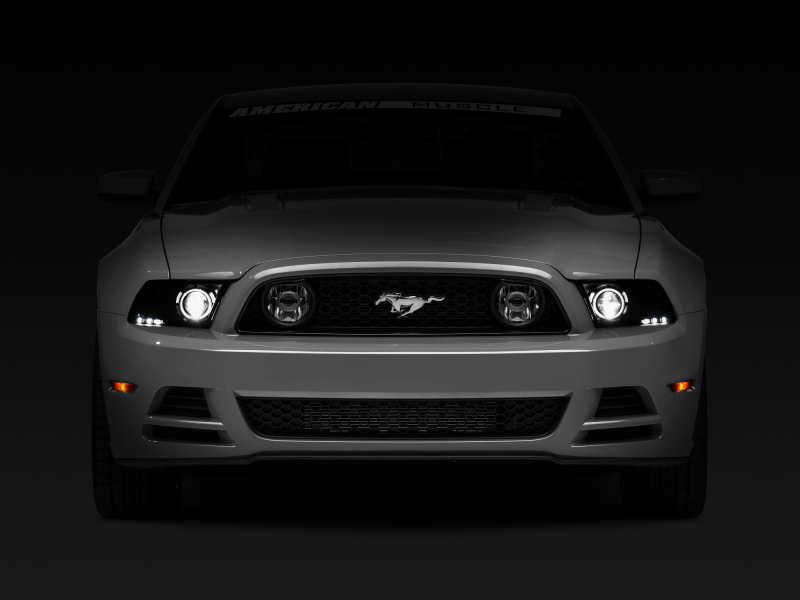 Raxiom for 2013-2014 Ford Mustang w/ Factory HIDLED Halo Projector Headlights- Black Housing (Smoked Lens) - Image 3