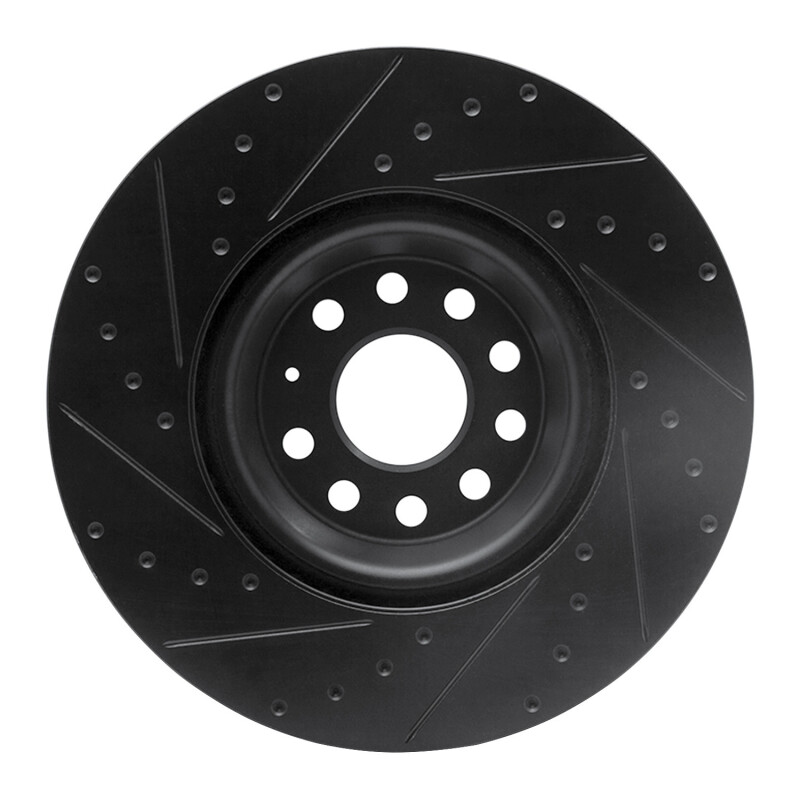 R1 Concepts for 2022+ Volkswagen GTI Mk 8 Front Right Drilled & Slotted Black Brake Rotor - Image 5