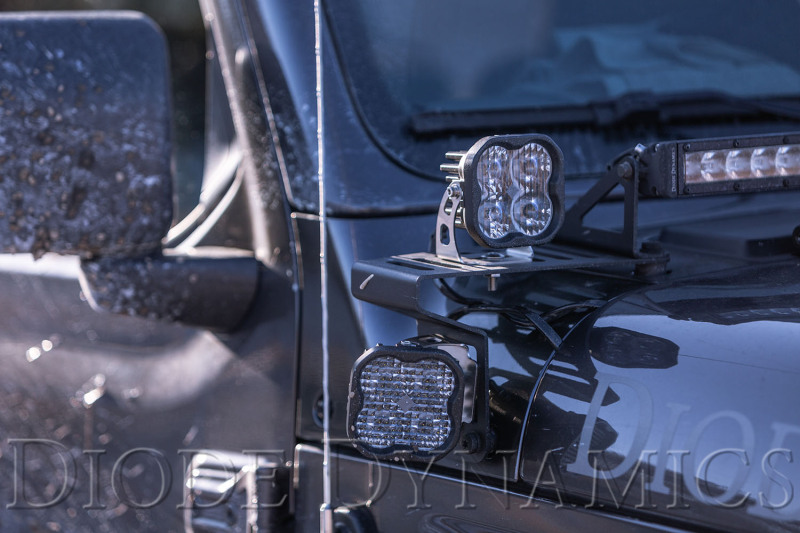 Diode Dynamics 18-21 Jeep JL Wrangler/Gladiator SS6 Cowl LED Bracket Kit - White Driving - Image 7