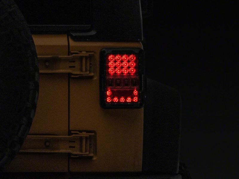 Raxiom for 2007-2018 Jeep Wrangler JK Axial Series Lux LED Tail Lights- Black Housing (Clear Lens) - Image 9
