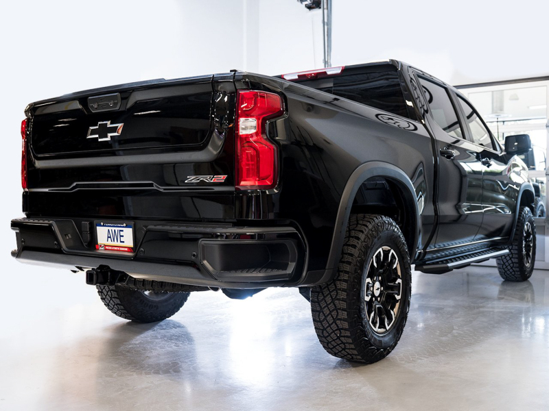 AWE Tuning Tips) for 22-23 GMC Sierra 1500 AT4X 6.2L 0FG Catback Split Dual (Flat Bumper) - Bashguard(No - Image 3