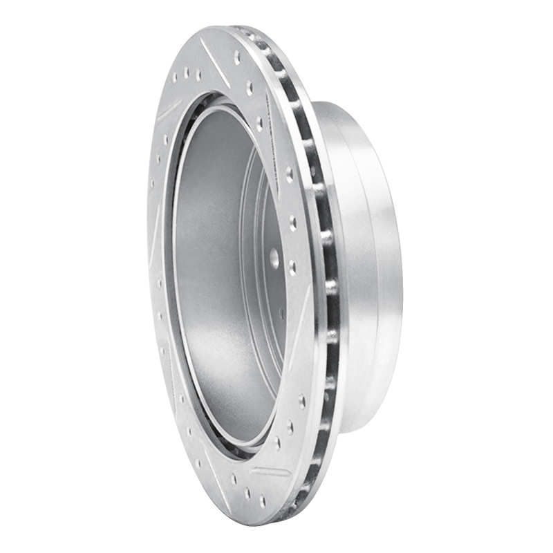 R1 Concepts for 88-95 Nissan Pathfinder Rear Left Drilled & Slotted Silver Brake Rotor - Image 4