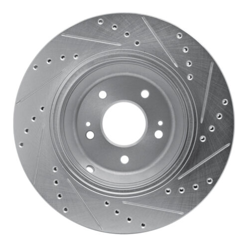 R1 Concepts for 18-23 Genesis G80 Rear Left Drilled & Slotted Silver Brake Rotor - Image 5