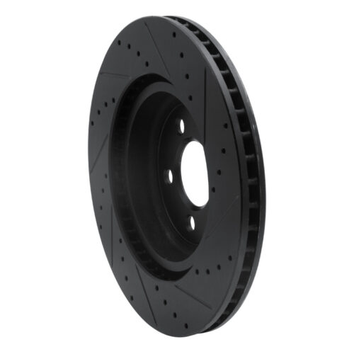 R1 Concepts for 09-23 Dodge Challenger Front Left Drilled & Slotted Black Brake Rotor - Image 5