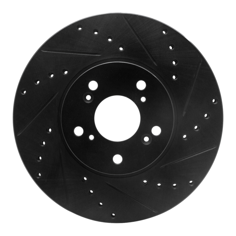 R1 Concepts for 04-14 Acura TSX Front Right Drilled & Slotted Black Brake Rotor