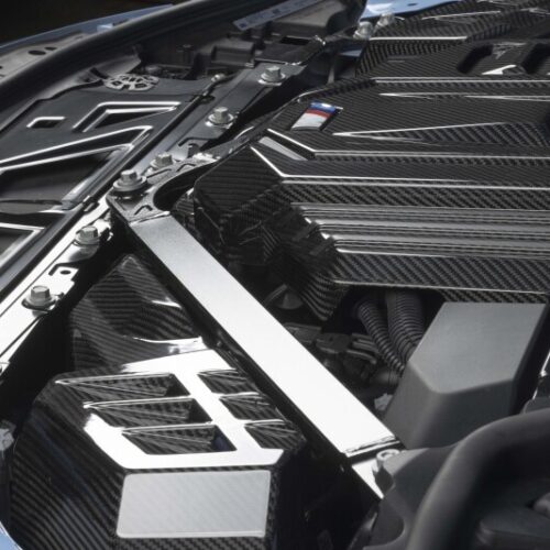 Alternative view of Dinan for 21-27 BMW M2/M3/M4 (G80/G82/G87) Gloss Carbon Fiber Engine Cover w/Matte Accents