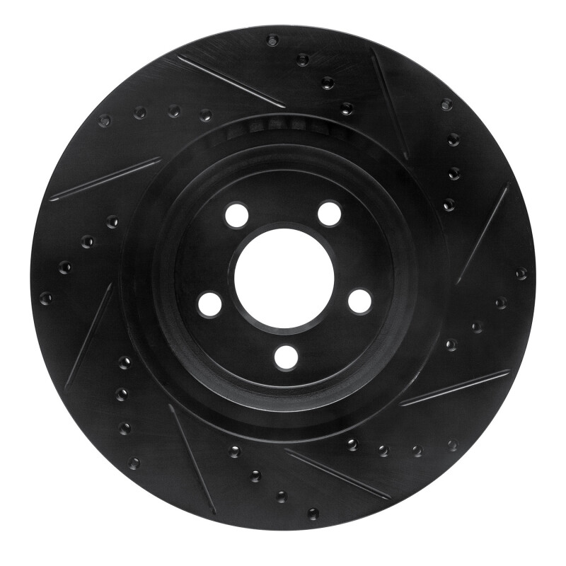 R1 Concepts for 09-23 Dodge Challenger Front Left Drilled & Slotted Black Brake Rotor - Image 2