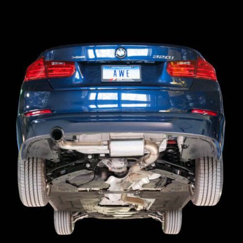 Alternative view of AWE Tuning Touring Edition Exhaust w/ Performance Mid Pipe - Diamond Blk Tips for 13-18 BMW 320i (F30)