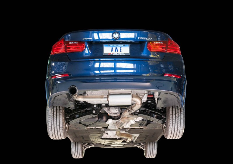 AWE Tuning Touring Edition Exhaust w/ Performance Mid Pipe - Diamond Blk Tips for 13-18 BMW 320i (F30) - Image 2
