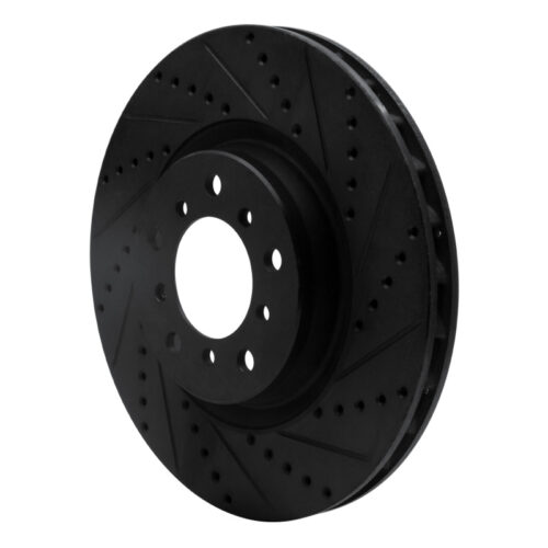 Alternative view of R1 Concepts for 01-06 BMW M3 Left Front Drilled & Slotted Black Brake Rotor