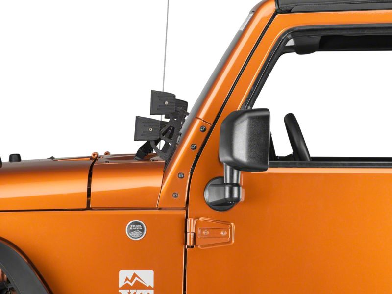 Raxiom for 2007-2018 Jeep Wrangler JK Windshield Mounted Dual Light Brackets - Image 4